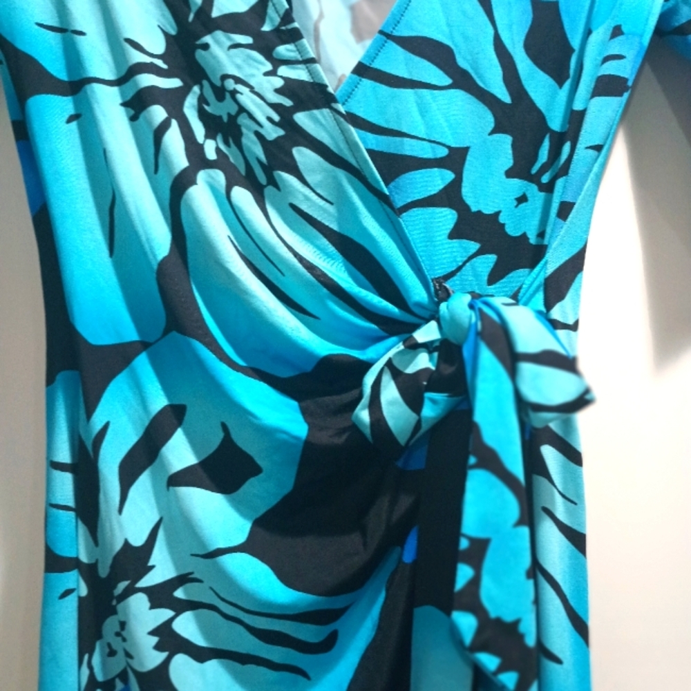 New Cache Blue and Gray Patterned Dress